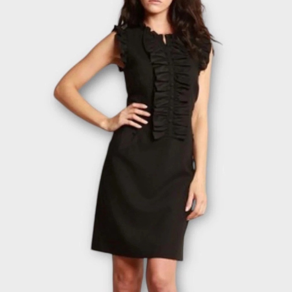 NWT Ted Baker London Mimmi Metal Wool Crepe Satin Ruffle Dress 0 US 2